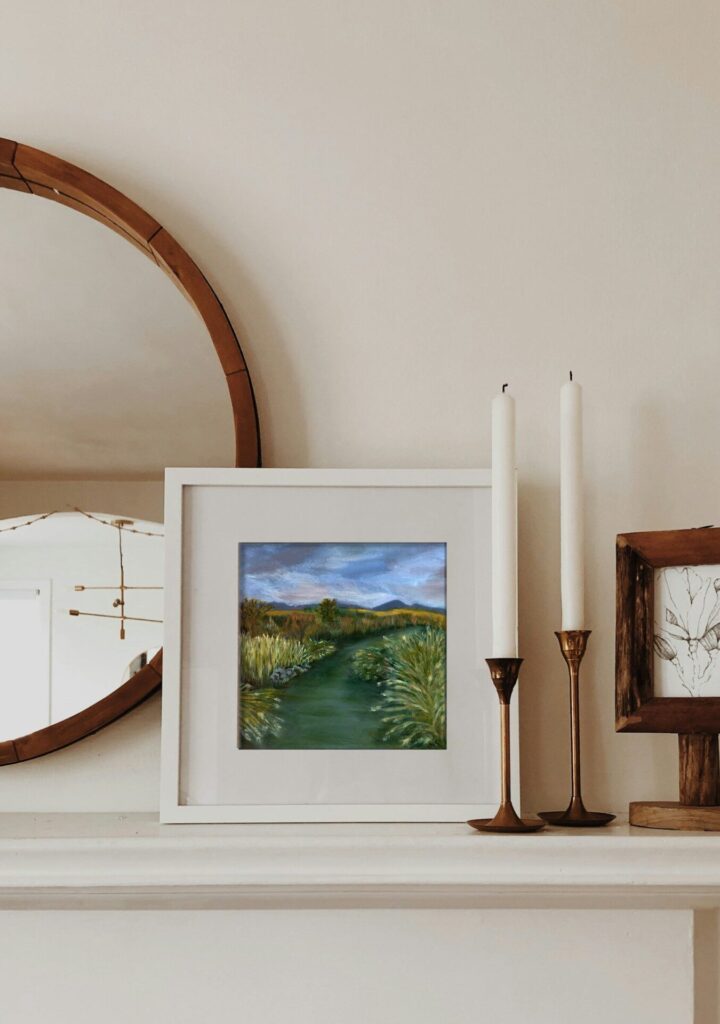 Painting on a mantle