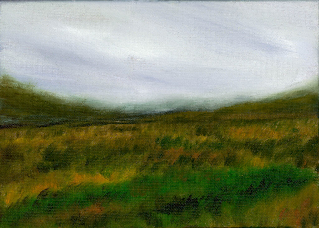 Painting of a rainy field