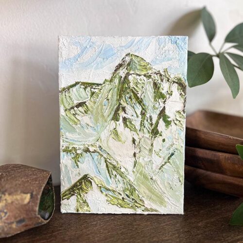 Product image of a green mountain peak painting